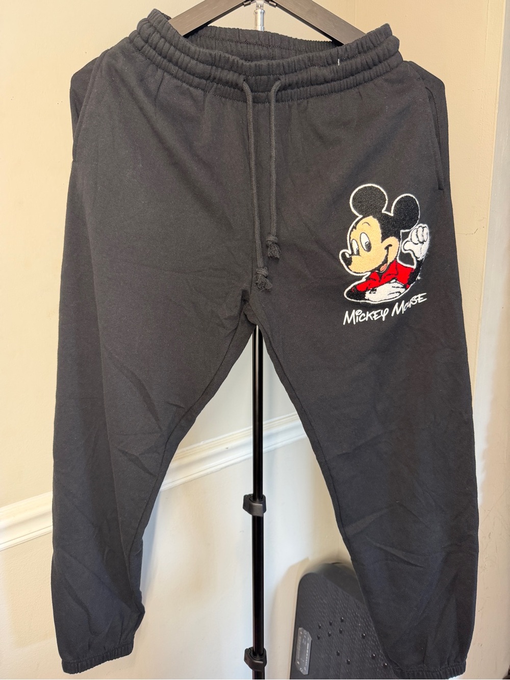 Disney Black Mickey Mouse Embroidered Joggers